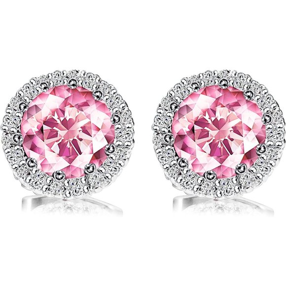 New Pink Tourmaline/October  Birthstone Stud Earrings Set, Copper Plated… - Picture 7 of 7